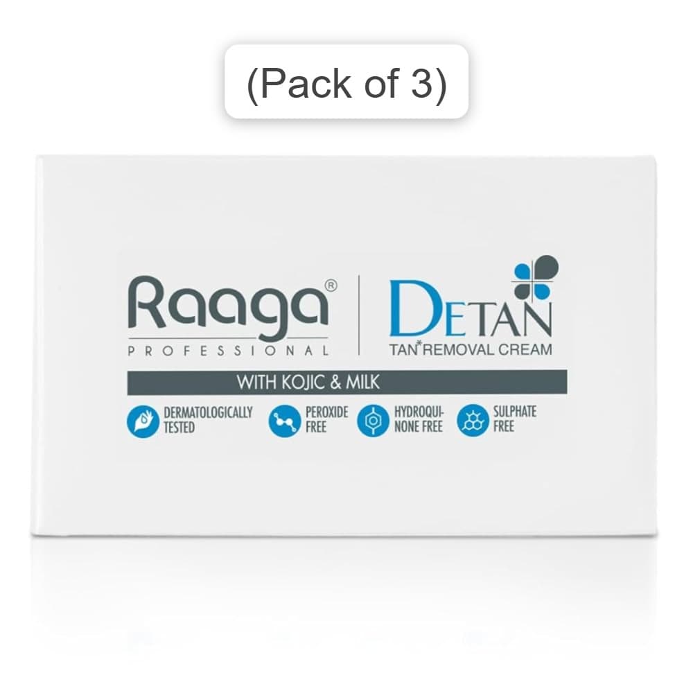 Raaga Professional De-Tan Pack | Tan Removal Cream with Kojic and Milk – (72 gm) (Pack of 3)