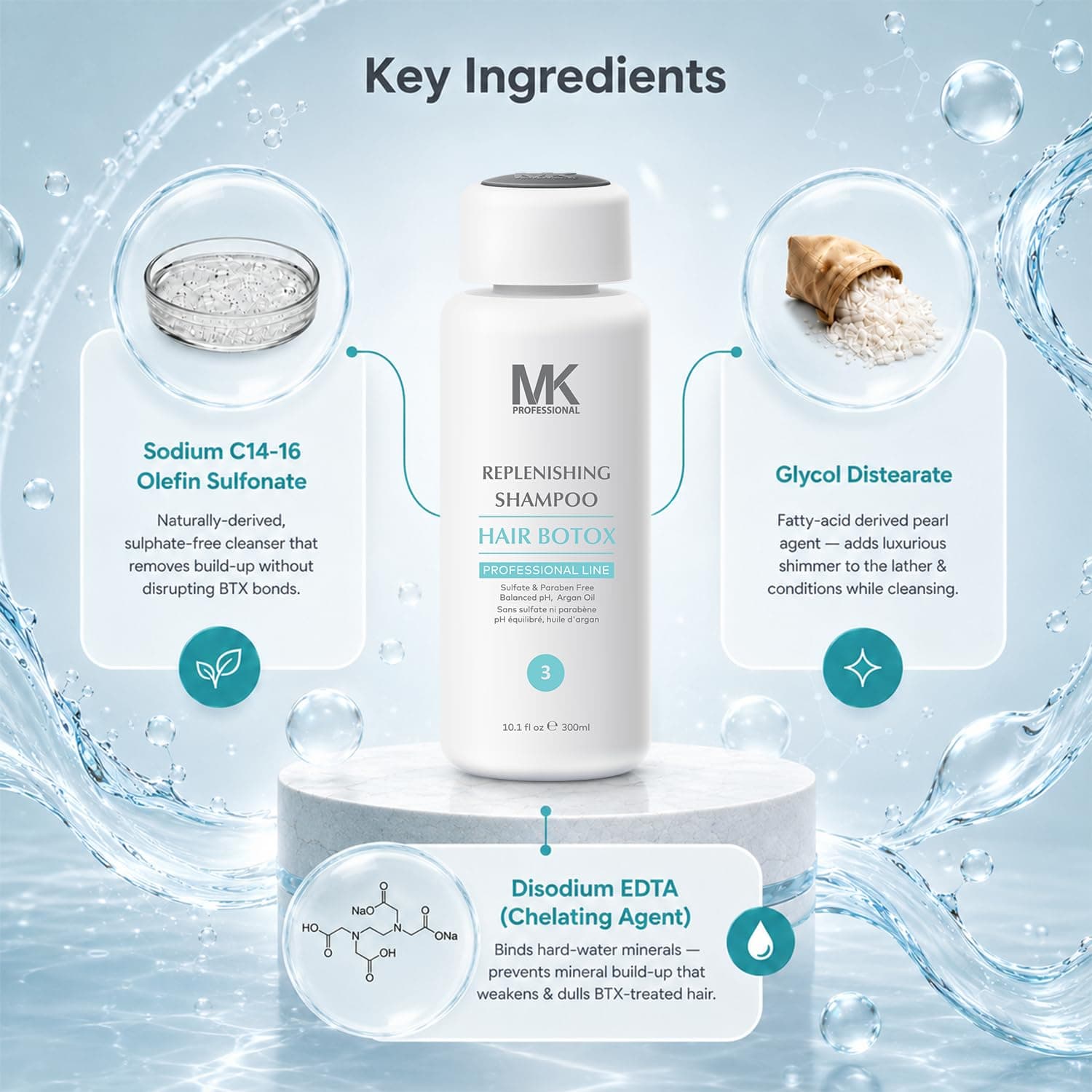 MK Professional Hair Botox Replenishing Shampoo + Conditioner Sulphate & Parabeen Free Aragon Oil (Set of 2) view 8